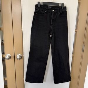 Banana Republic Womens 26S Short Petite Black High Rise Wide Leg Denim Jeans